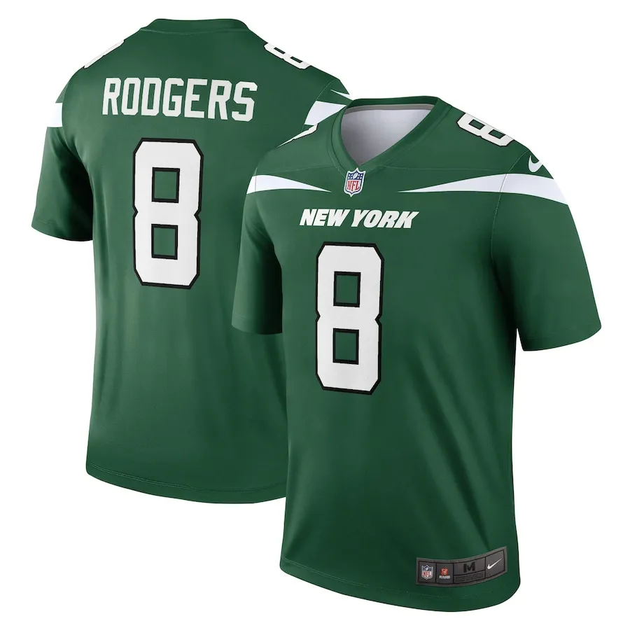 Aaron Rodgers New York Jets Nike Team Legend Player Performance Top - Gotham Green