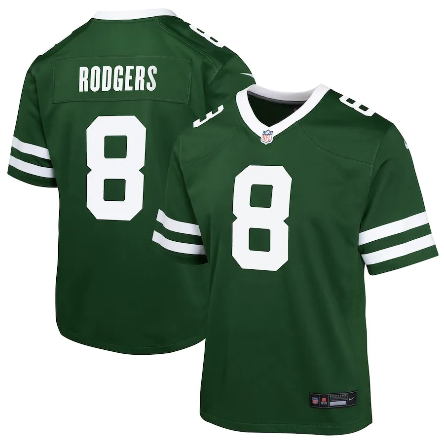 Aaron Rodgers New York Jets Nike Youth Game Jersey - Gotham Green