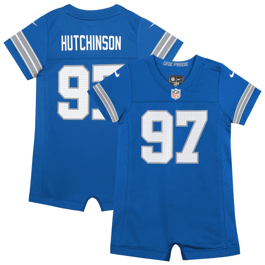 Aidan Hutchinson Detroit Lions Nike Newborn &amp Infant Game Romper Jersey - Blue