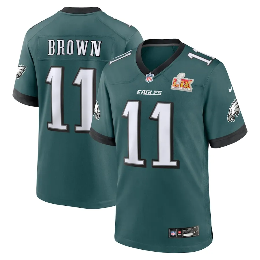 A.J. Brown Philadelphia Eagles Nike Super Bowl LIX Game Player Jersey - Midnight Green 4593