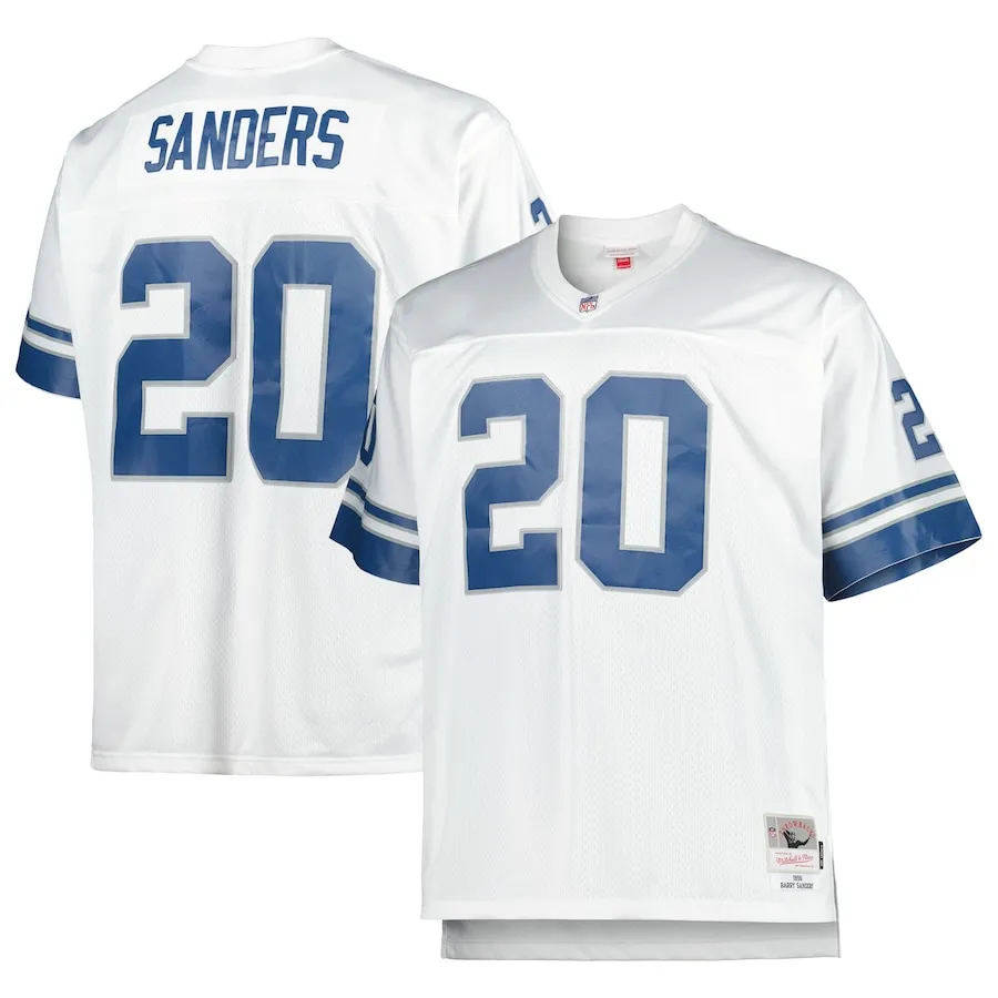 Barry Sanders Detroit Lions Mitchell &amp Ness Big &amp Tall 1996 Retired Player Replica Jersey - White