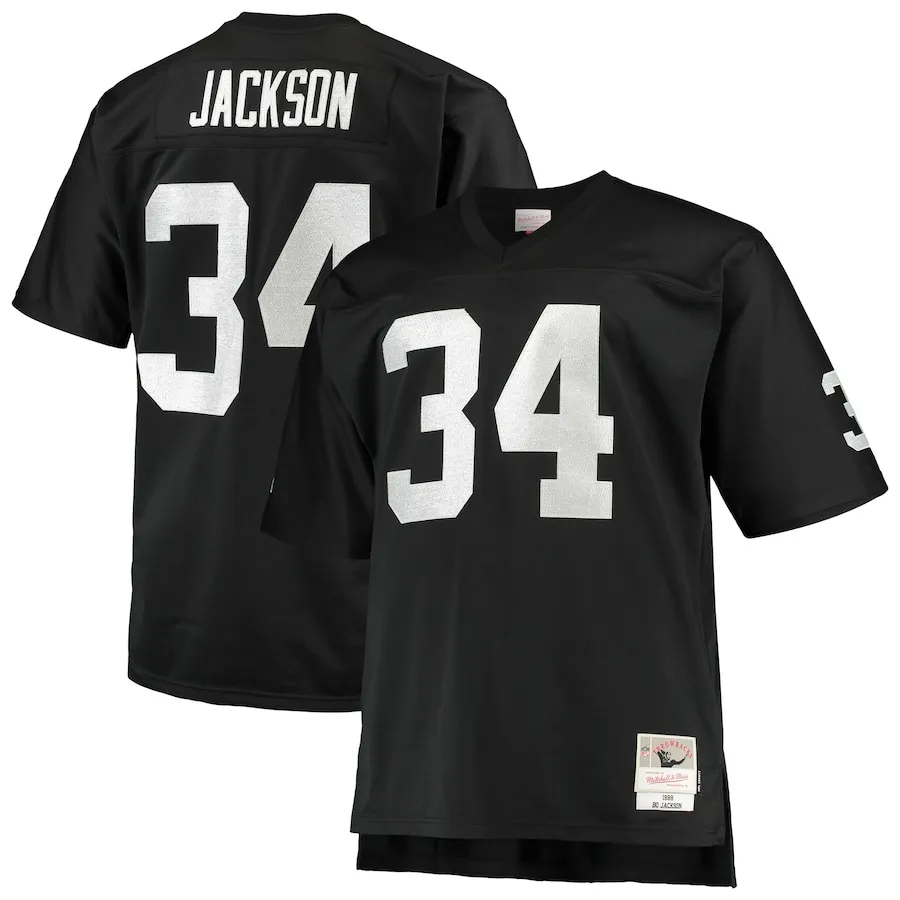 Bo Jackson Las Vegas Raiders Mitchell &amp Ness Big &amp Tall 1988 Retired Player Replica Jersey - Black