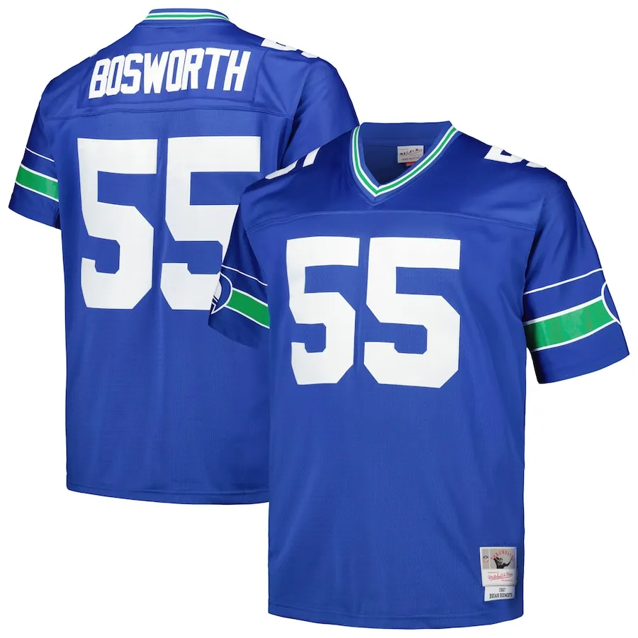 Brian Bosworth Seattle Seahawks Mitchell &amp Ness Big &amp Tall 1987 Legacy Retired Player Jersey - Royal
