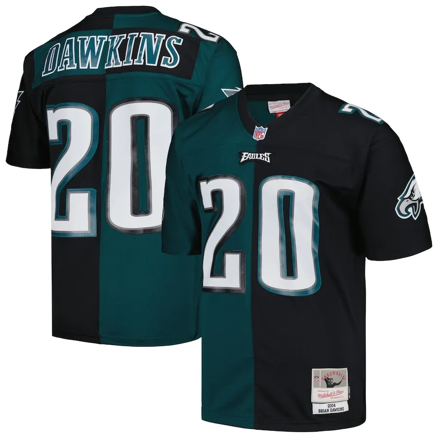 Brian Dawkins Philadelphia Eagles Mitchell &amp Ness 2004 Split Legacy Replica Jersey - Midnight GreenBlack