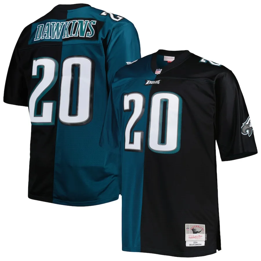 Brian Dawkins Philadelphia Eagles Mitchell &amp Ness Big &amp Tall Split Legacy Retired Player Replica Jersey - Midnight GreenBlack