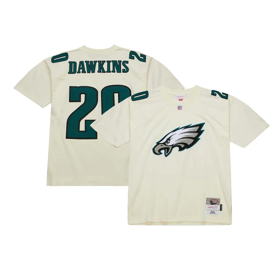 Brian Dawkins Philadelphia Eagles Mitchell &amp Ness Chainstitch Legacy Jersey - Cream