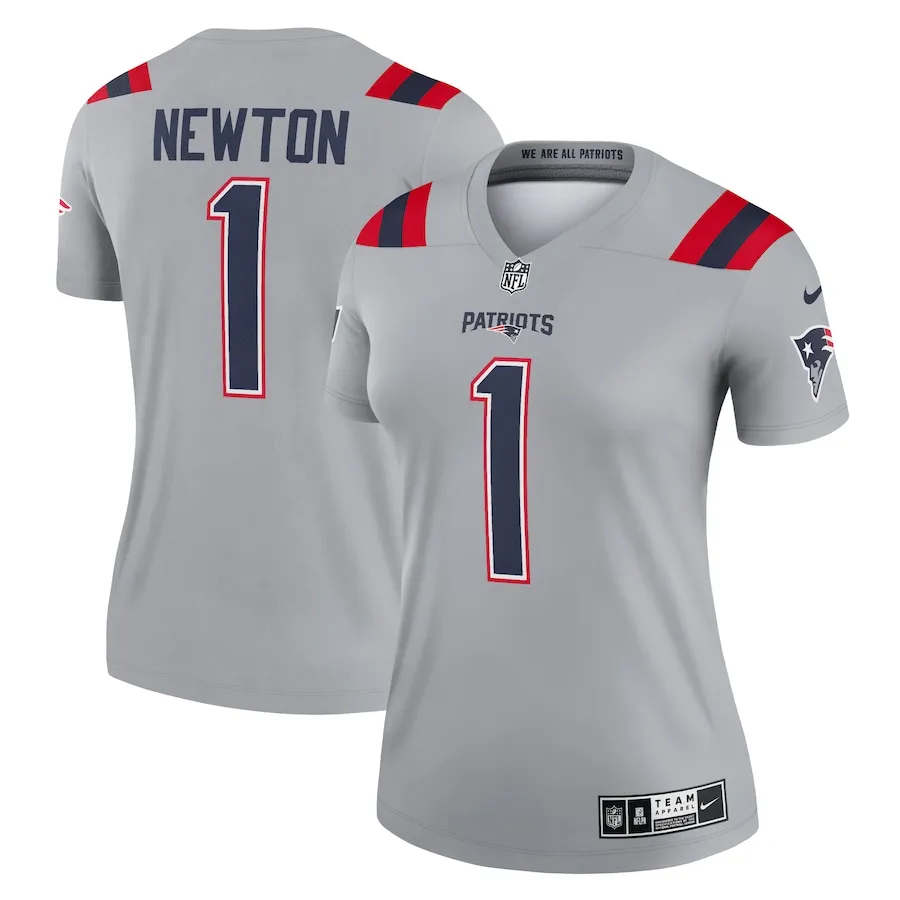 Cam Newton New England Patriots Nike Women's Inverted Legend Player Performance Top - Gray