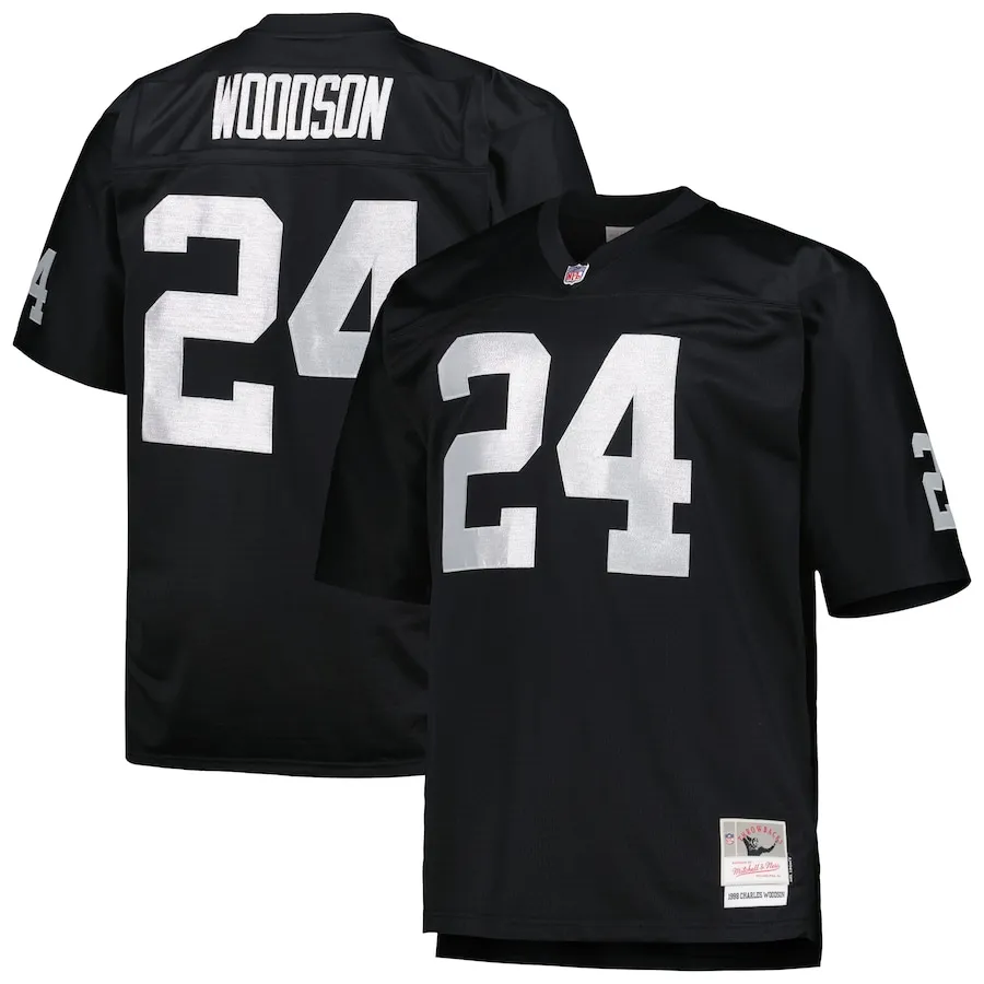 Charles Woodson Las Vegas Raiders Mitchell &amp Ness Big &amp Tall 1998 Retired Player Replica Jersey - Black