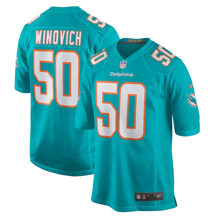 Chase Winovich Miami Dolphins Nike Team Game Jersey -  Aqua