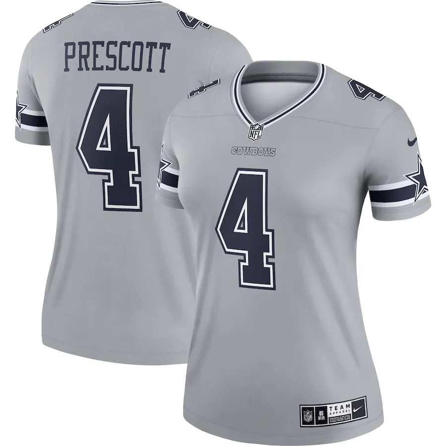 Dak Prescott Dallas Cowboys Nike Women's Inverted Legend Player Performance Top - Gray