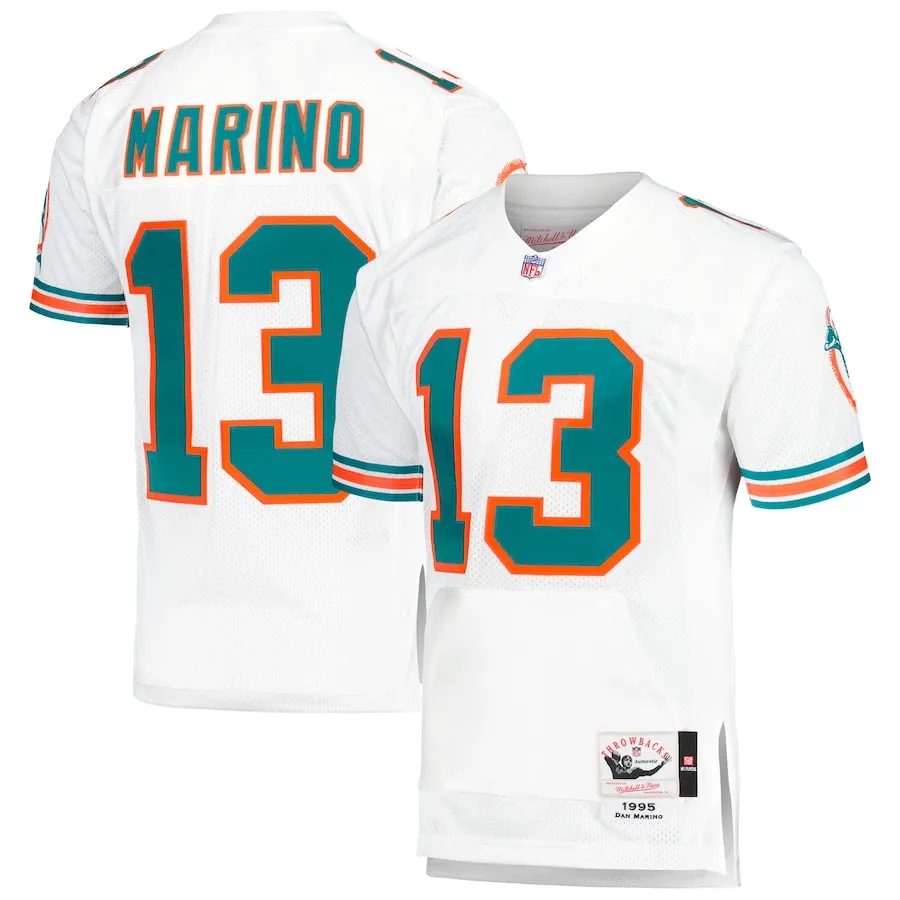 Dan Marino Miami Dolphins 1995 Mitchell &amp Ness Authentic Throwback Retired Player Pocket&nbspJersey - White