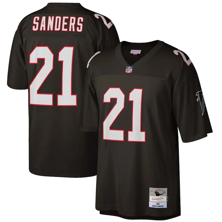 Deion Sanders Atlanta Falcons Mitchell &amp Ness Big &amp Tall 1992 Retired Player Replica Jersey - Black