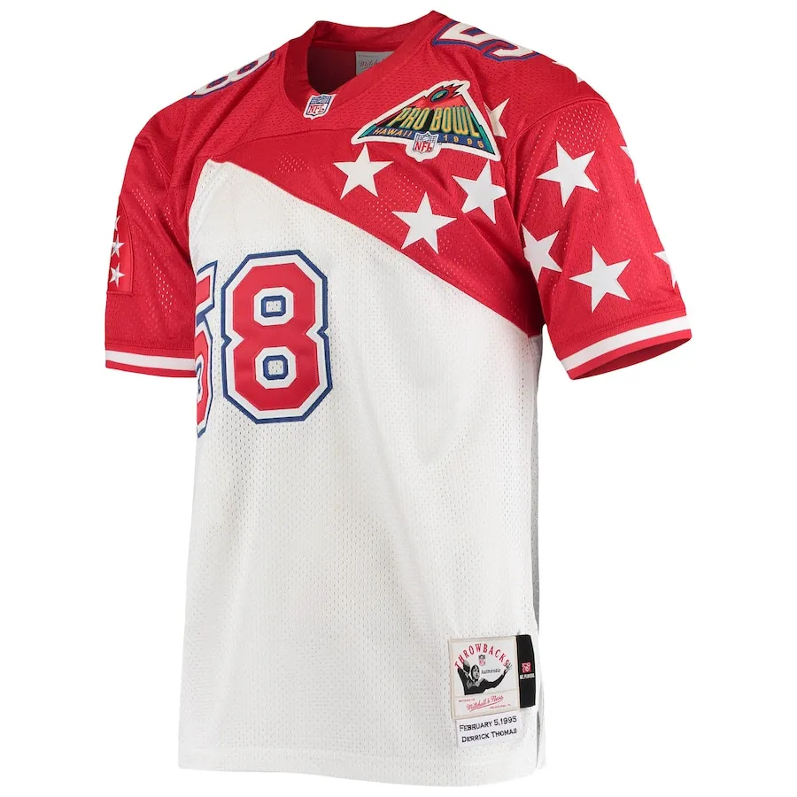 Derrick Thomas AFC Mitchell &amp Ness 1995 Pro Bowl Authentic Jersey - WhiteRed