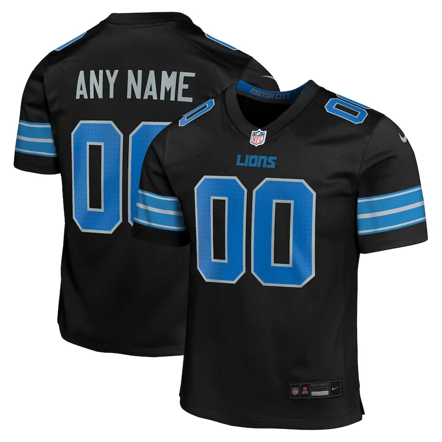 Detroit Lions Nike Youth Alternate Custom Game Jersey - Black 9948