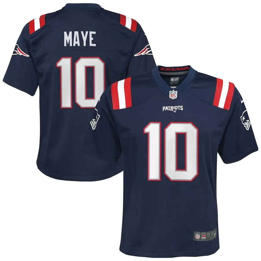 Drake Maye New England Patriots Nike Youth Game Jersey - Navy
