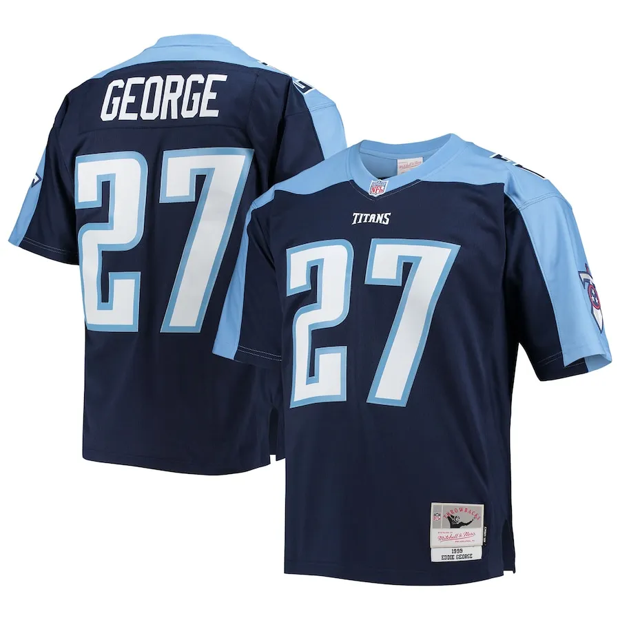 Eddie George Tennessee Titans Mitchell &amp Ness Big &amp Tall 1999 Retired Player Replica Jersey - Navy
