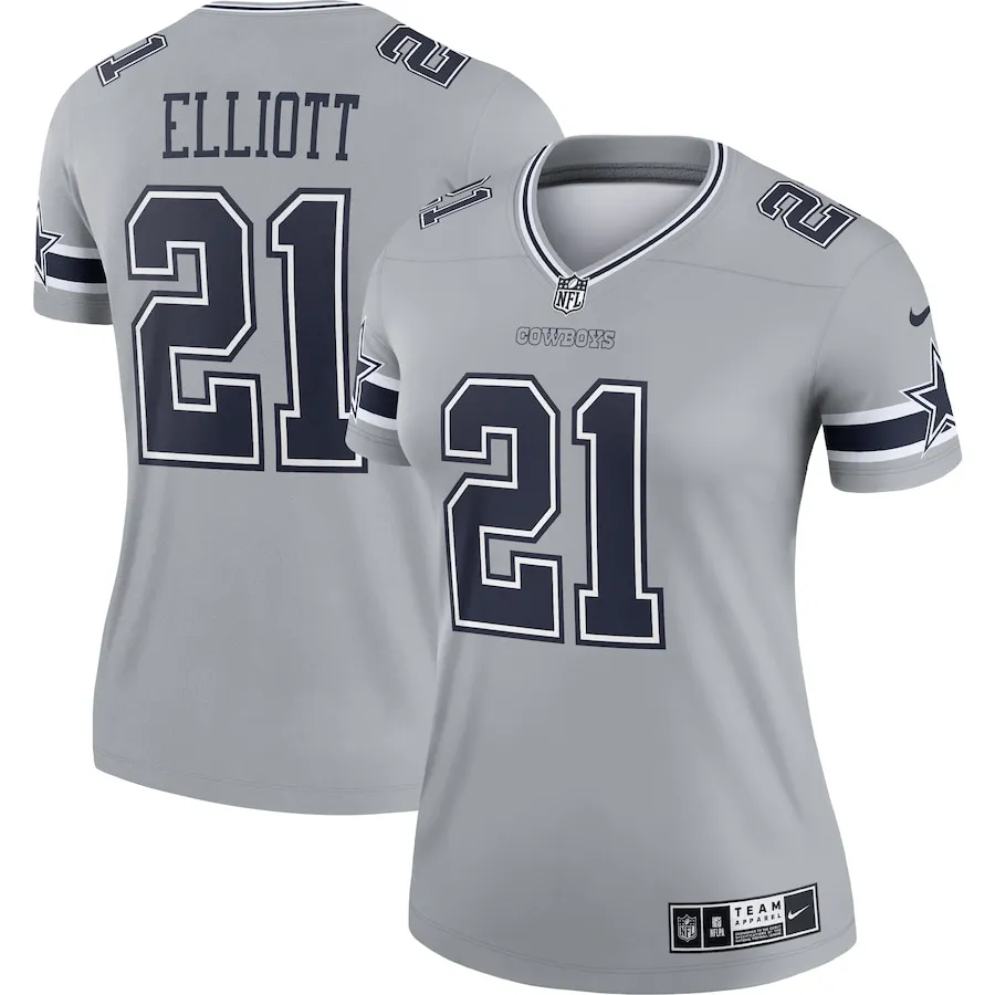 Ezekiel Elliott Dallas Cowboys Nike Women's Inverted Legend Player Performance Top - Gray