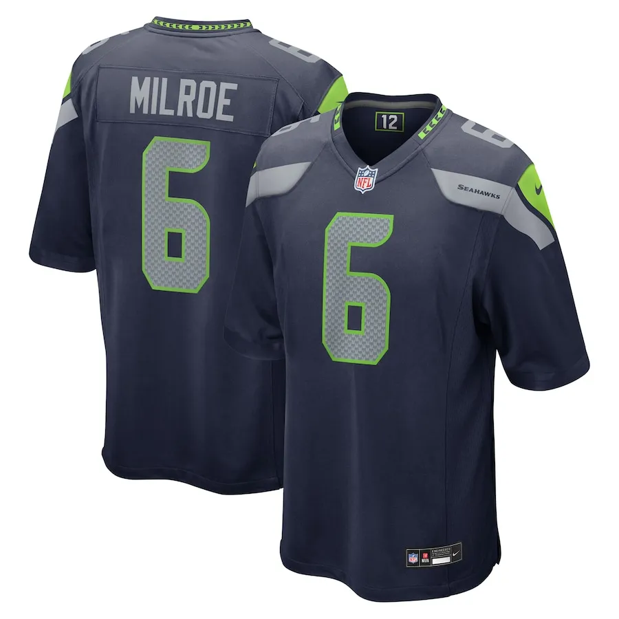 Jalen Milroe Seattle Seahawks Nike 2025 NFL Draft Game Jersey - College Navy