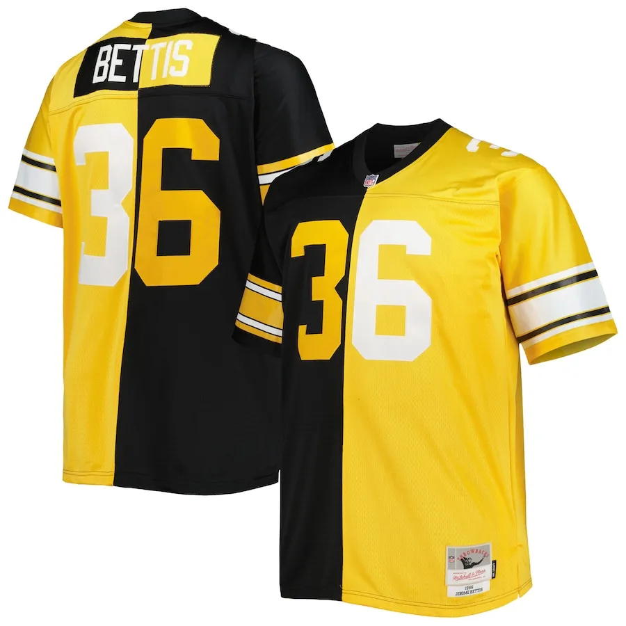 Jerome Bettis Pittsburgh Steelers Mitchell &amp Ness Big &amp Tall Split Legacy Retired Player Replica Jersey - BlackGold