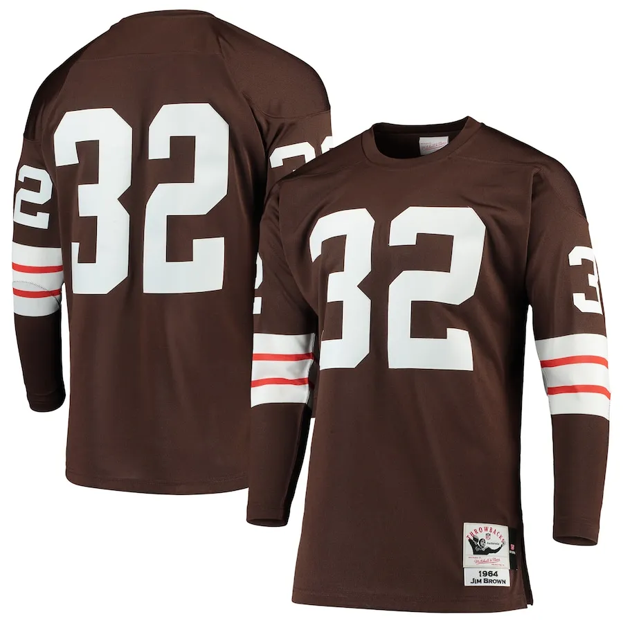 Jim Brown Cleveland Browns 1964 Mitchell &amp Ness Authentic Throwback Retired Player Jersey - Brown