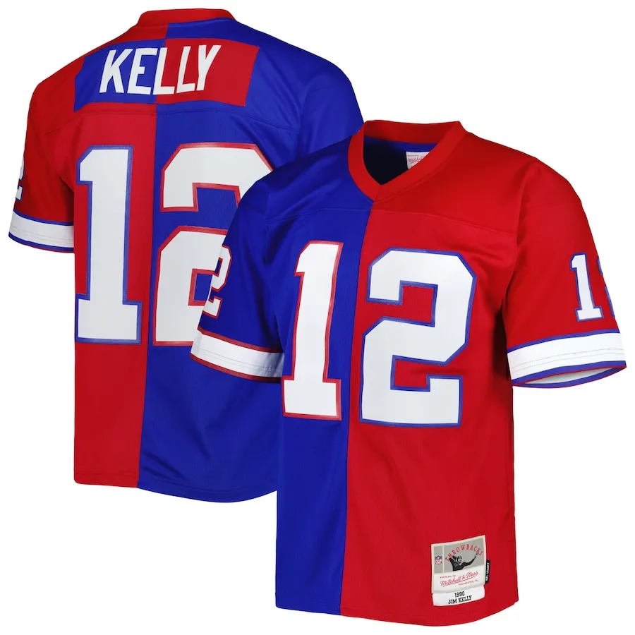 Jim Kelly Buffalo Bills Mitchell &amp Ness 1990 Split Legacy Replica Jersey - RoyalRed