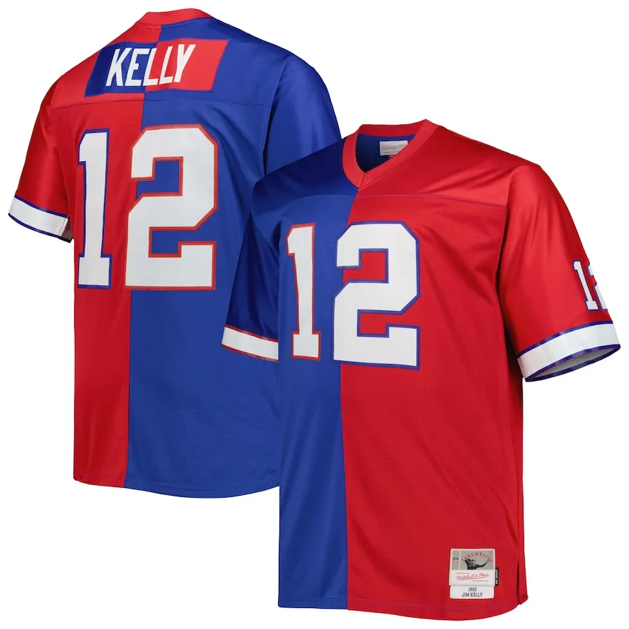 Jim Kelly Buffalo Bills Mitchell &amp Ness Big &amp Tall Split Legacy Retired Player Replica Jersey - RoyalRed
