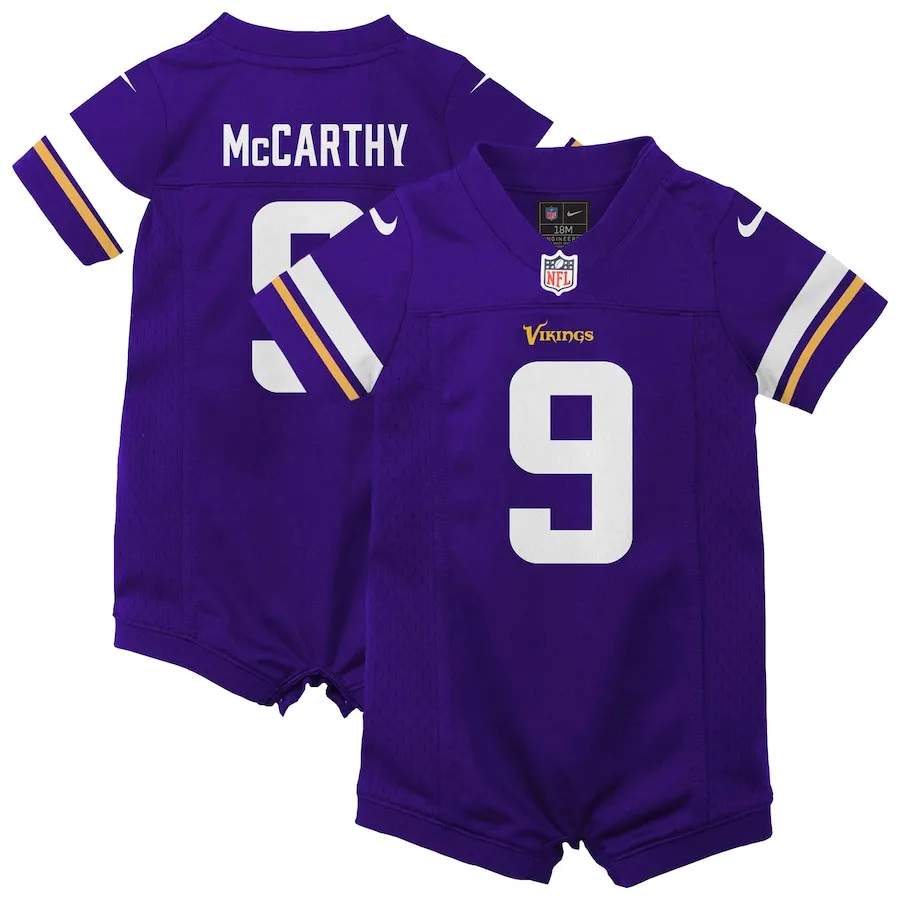 J.J. McCarthy Minnesota Vikings Nike Newborn &amp Infant Romper Game Jersey - Purple