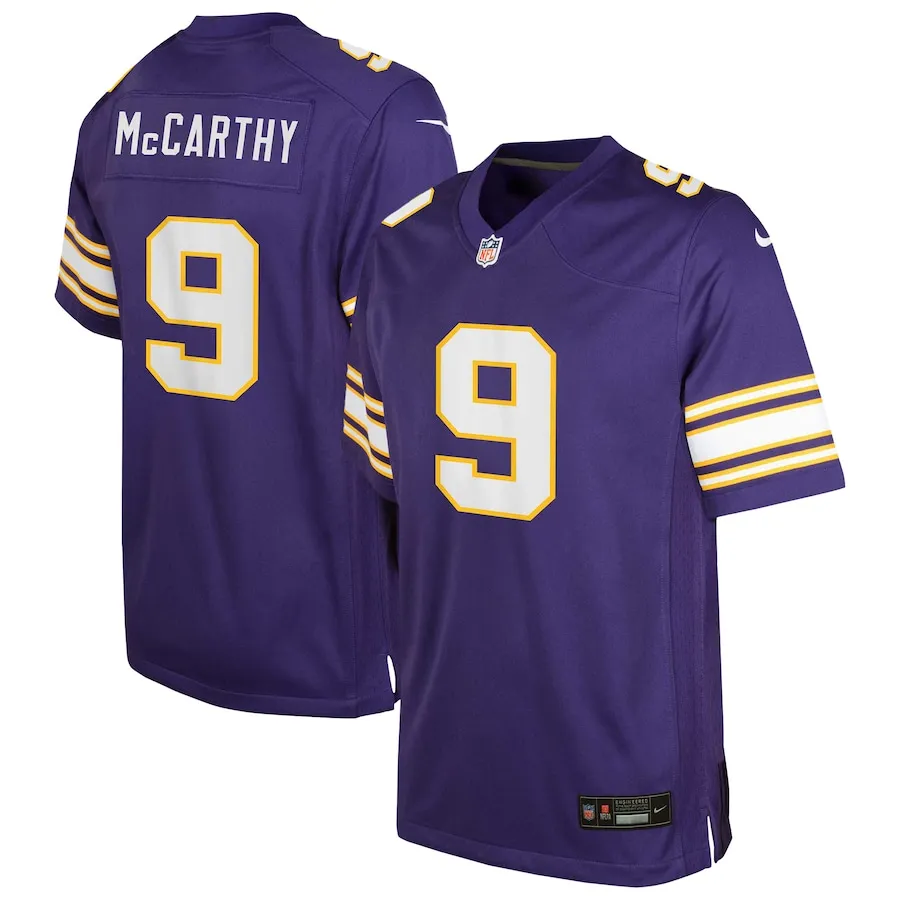 J.J. McCarthy Minnesota Vikings Nike Youth Alternate Game Jersey - Purple