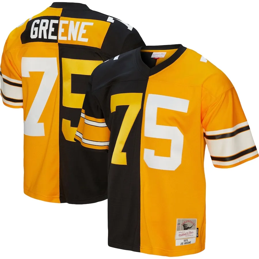 Joe Greene Pittsburgh Steelers Mitchell &amp Ness 1976 Split Legacy Replica Jersey - BlackGold