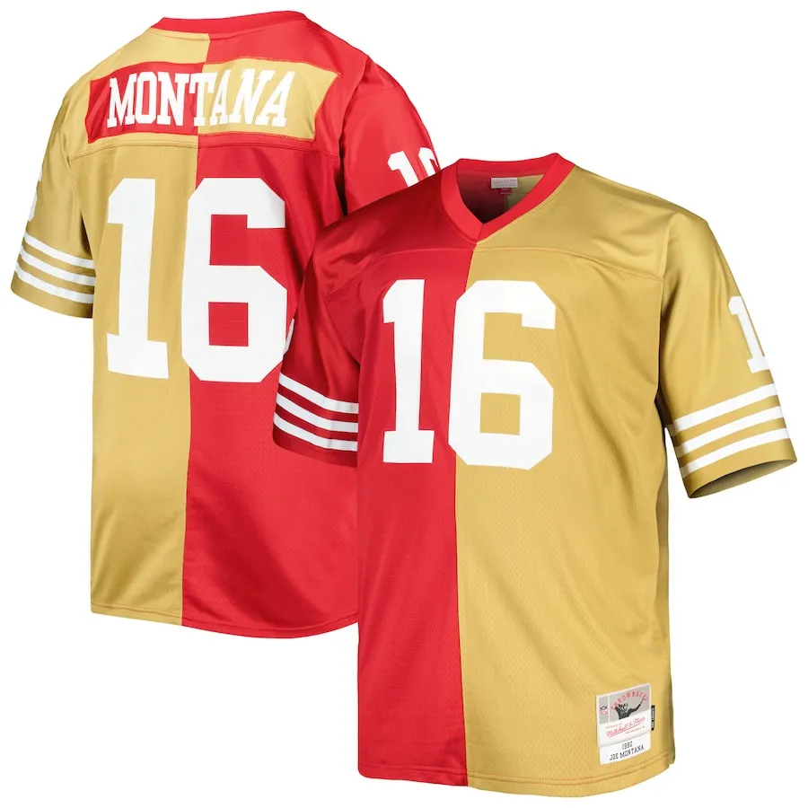 Joe Montana San Francisco 49ers Mitchell &amp Ness Big &amp Tall Split Legacy Retired Player Replica Jersey - ScarletGold