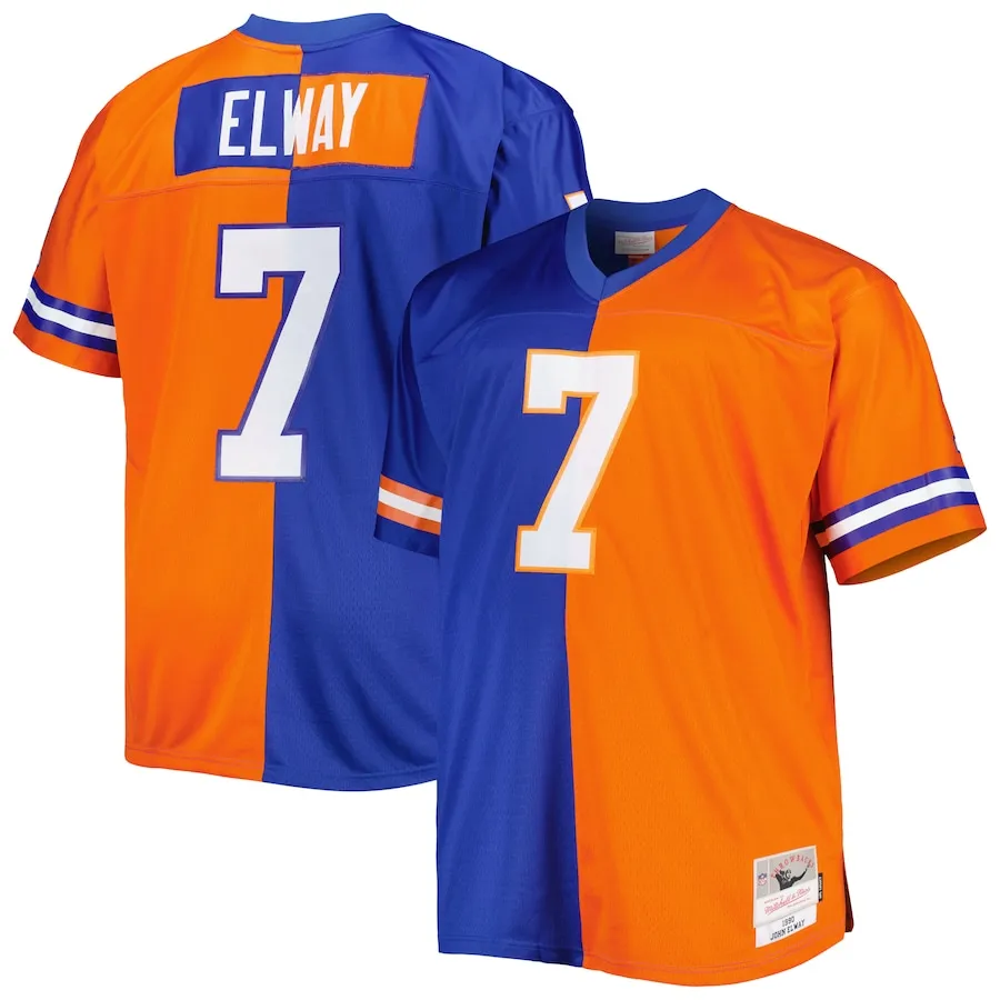 John Elway Denver Broncos Mitchell &amp Ness Big &amp Tall Split Legacy Retired Player Replica Jersey - RoyalOrange