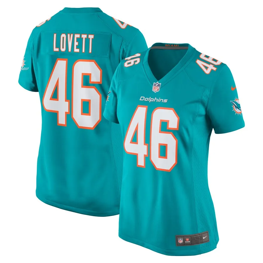 John Lovett Miami Dolphins Nike Women's Game Player Jersey - Aqua