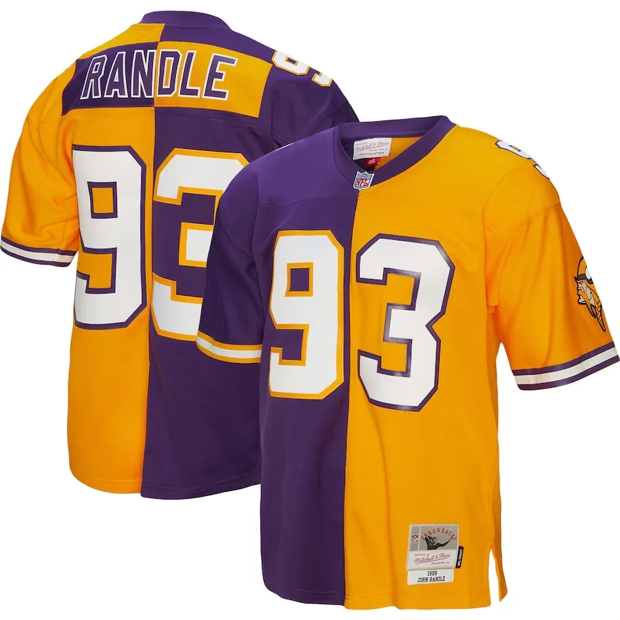 John Randle Minnesota Vikings Mitchell &amp Ness 1998 Split Legacy Replica Jersey - PurpleGold