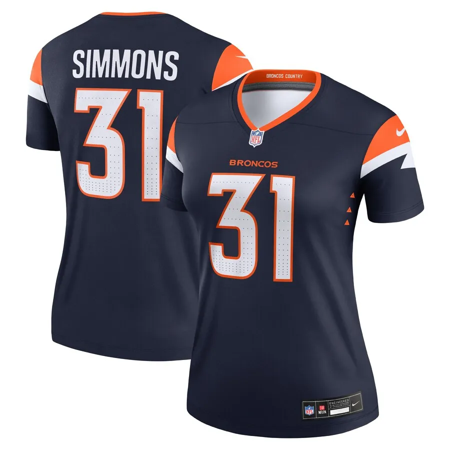 Justin Simmons Denver Broncos Nike Women's Alternate Legend Player Performance Top -  Navy
