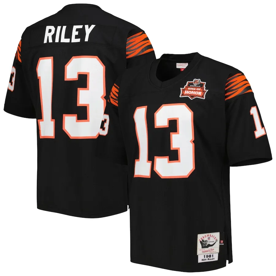 Ken Riley Cincinnati Bengals 1981 Mitchell &amp Ness Authentic Throwback Retired Player Jersey - Black
