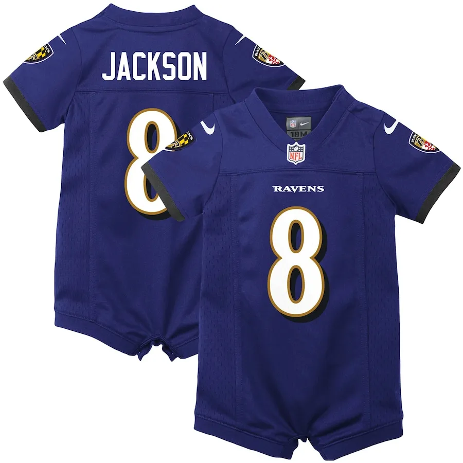 Lamar Jackson Baltimore Ravens Nike Newborn &amp Infant Romper Jersey - Purple