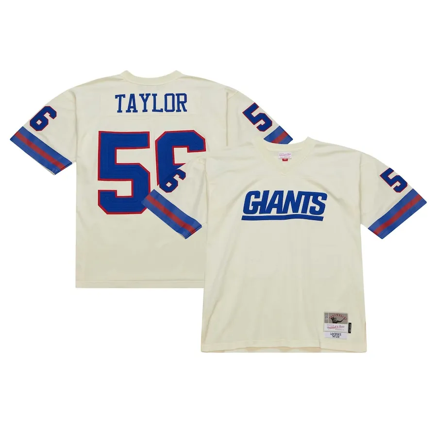 Lawrence Taylor New York Giants Mitchell &amp Ness Chainstitch Legacy Jersey - Cream