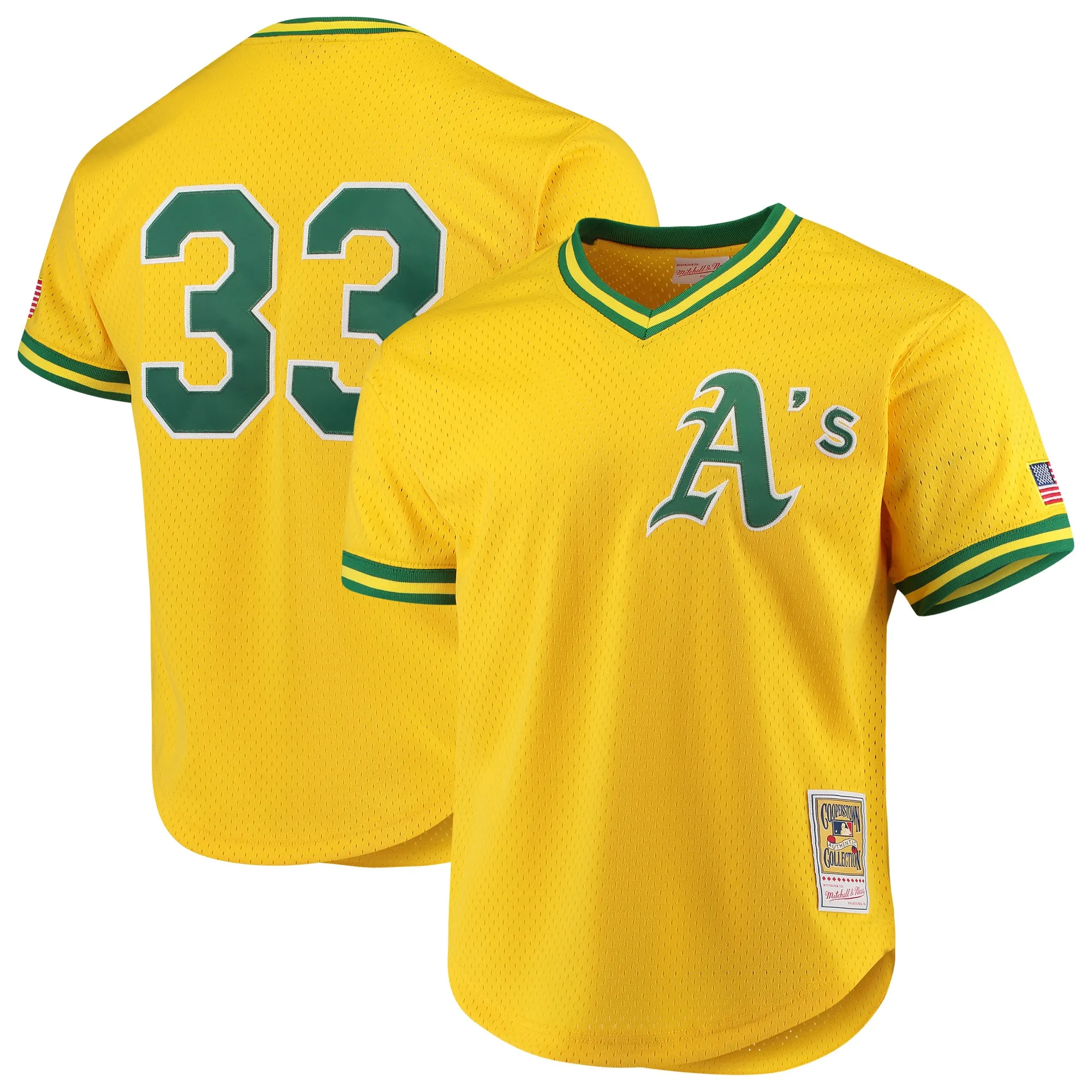 Jose Canseco Athletics Mitchell & Ness Cooperstown Collection Mesh Batting Practice Jersey - Gold