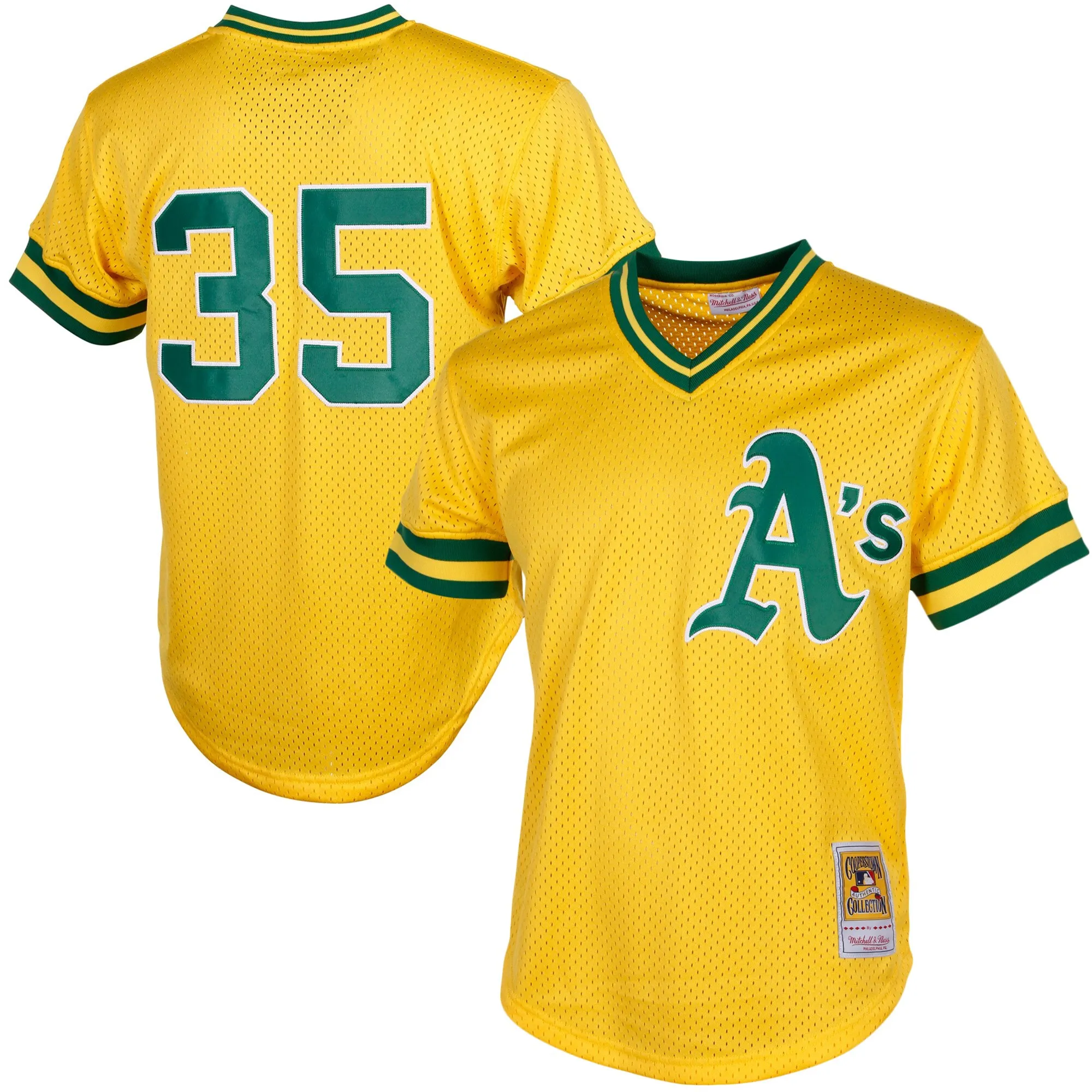 Rickey Henderson Athletics Mitchell & Ness Cooperstown Mesh Batting Practice Jersey - Yellow
