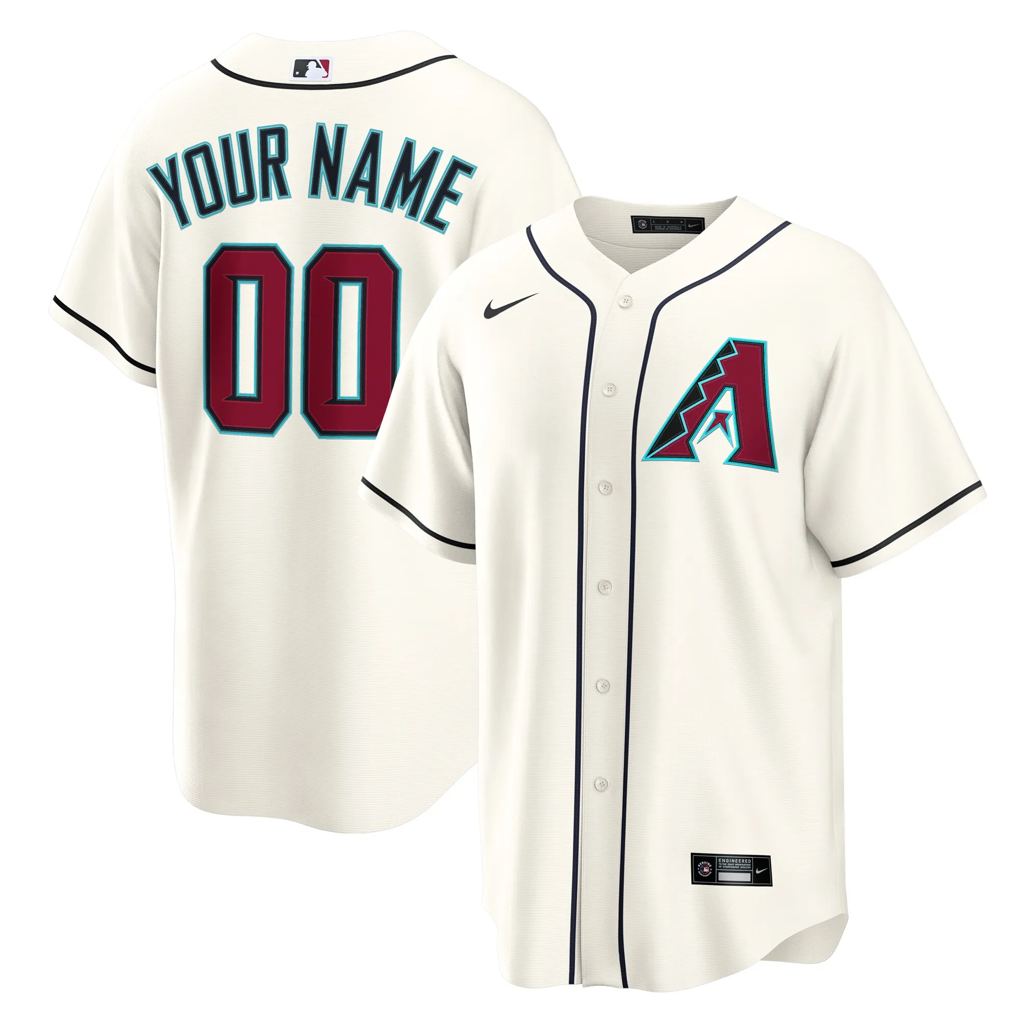 Arizona Diamondbacks Nike Home Custom Replica Jersey - Cream