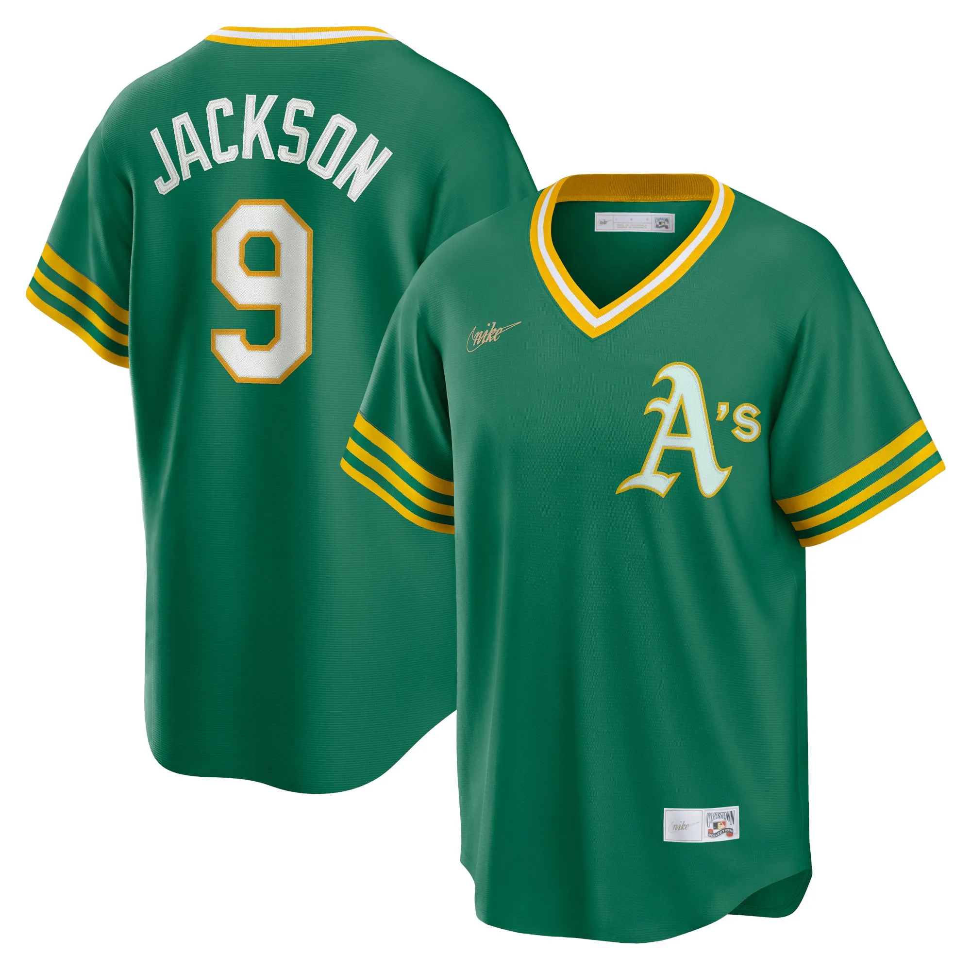 Reggie Jackson Athletics Nike Road Cooperstown Collection Player Jersey - Kelly Green