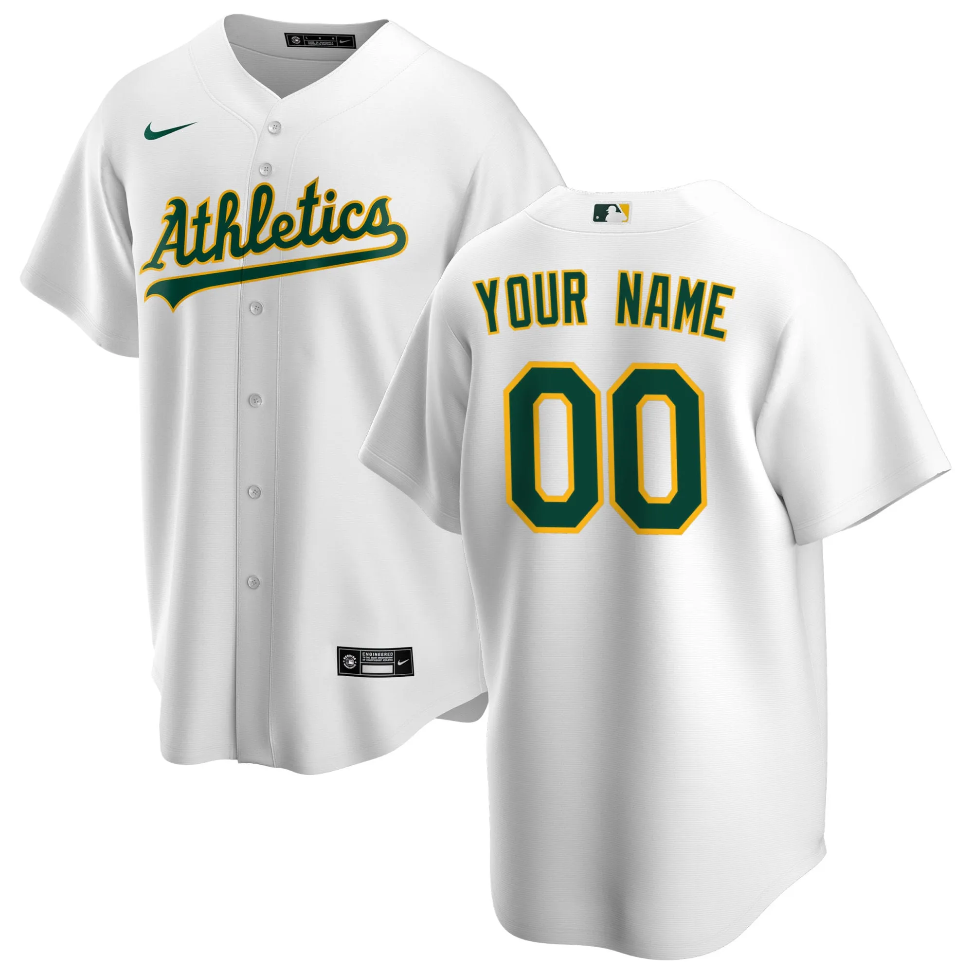 Athletics Nike Home Replica Custom Jersey - White