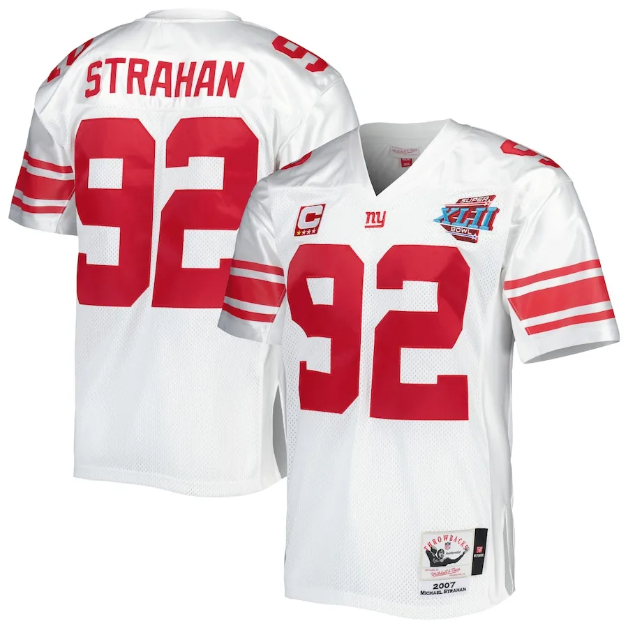 Michael Strahan New York Giants 2007 Mitchell &amp Ness Authentic Throwback Retired Player Jersey - White