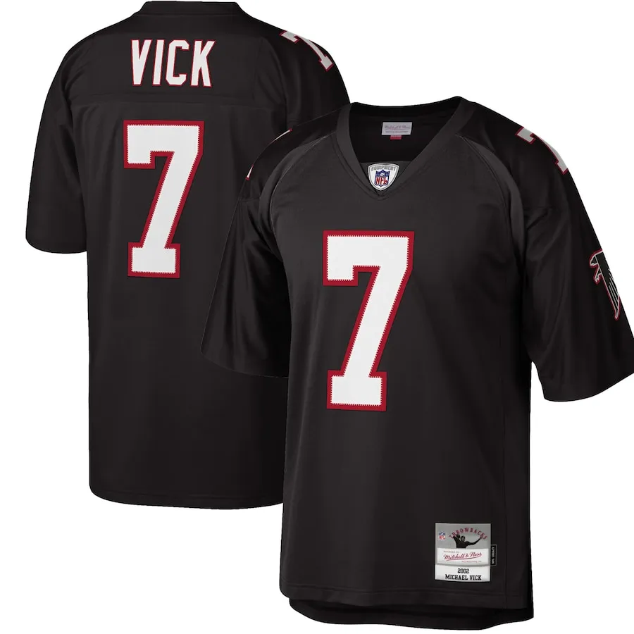 Michael Vick Atlanta Falcons Mitchell &amp Ness Big &amp Tall 2002 Retired Player Replica Jersey - Black