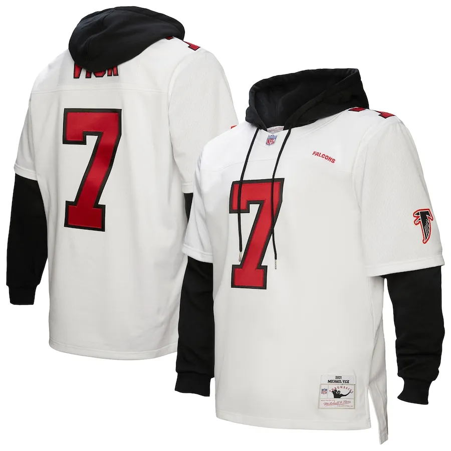 Michael Vick Atlanta Falcons Mitchell &amp Ness Player Name &amp Number Hoodie Legacy Jersey - White