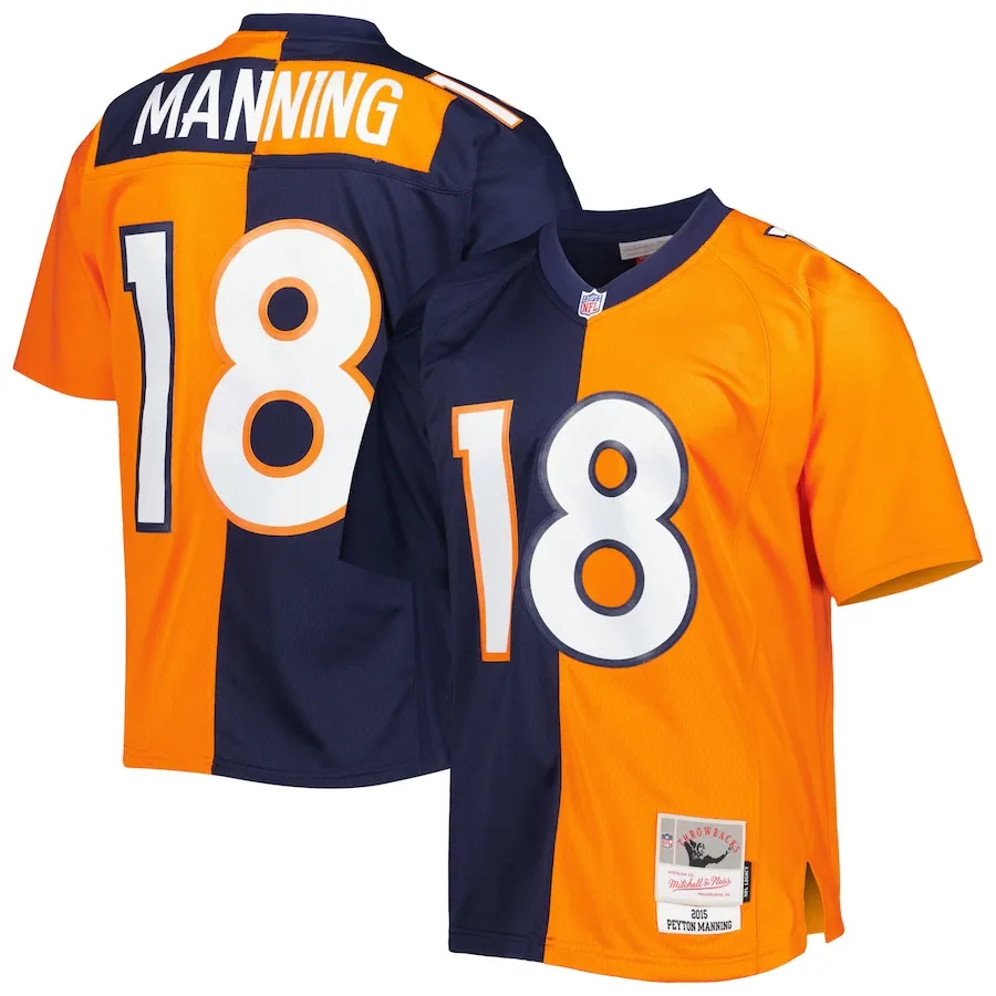 Peyton Manning Denver Broncos Mitchell &amp Ness 2015 Split Legacy Replica Jersey - NavyOrange