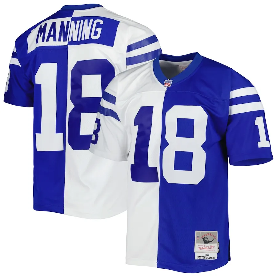 Peyton Manning Indianapolis Colts Mitchell &amp Ness 1998 Split Legacy Replica Jersey - RoyalWhite