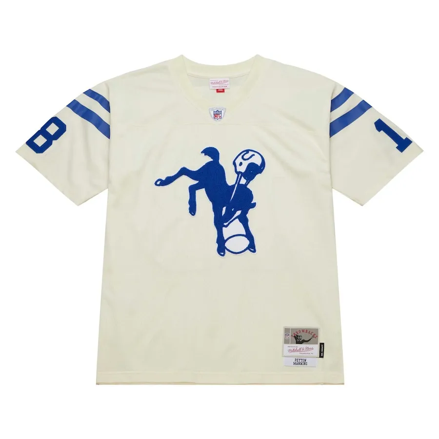 Peyton Manning Indianapolis Colts Mitchell &amp Ness Chainstitch Legacy Jersey - Cream