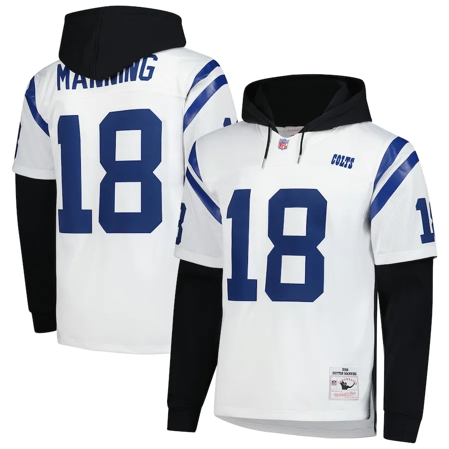 Peyton Manning Indianapolis Colts Mitchell &amp Ness Player Name &amp Number Hoodie Legacy Jersey - White