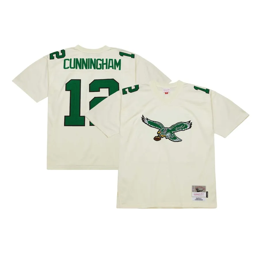 Randall Cunningham Philadelphia Eagles Mitchell &amp Ness Chainstitch Legacy Jersey - Cream